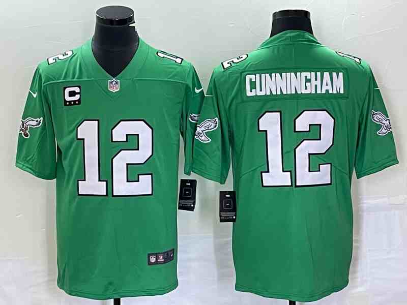 Men's Philadelphia Eagles #12 Randall Cunningham Green C Patch  Vapor Limited Throwback Jersey