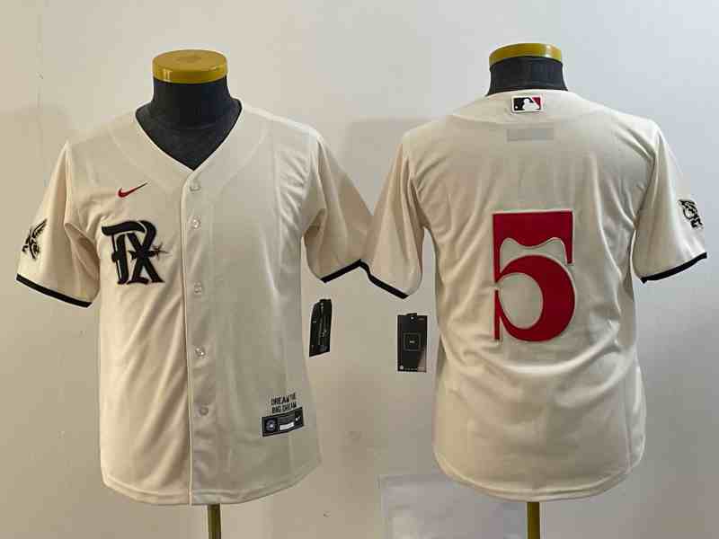 Women's Texas Rangers #5 Corey Seager Number Cream 2023 City Connect Stitched Baseball Jersey1