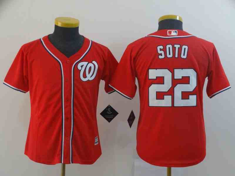 Youth Washington Nationals #22 Juan Soto Red Cool Base Jersey