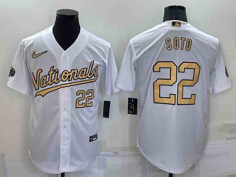 Men's Washington Nationals #22 Juan Soto White 2022 All Star Cool Base Jersey