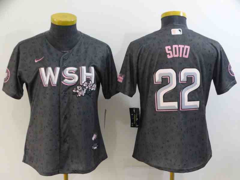 Women's   Washington Nationals #22 Juan Soto Gray 2022 City Connect Cool Base Jersey