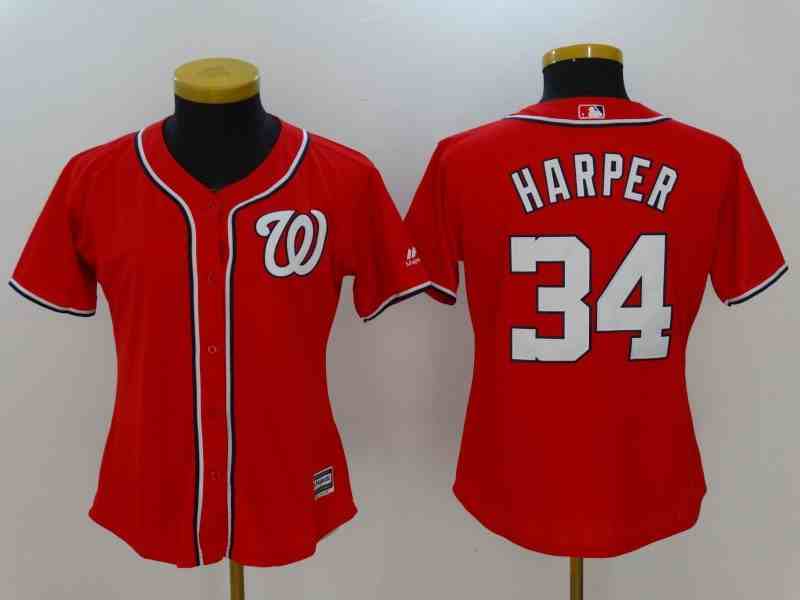 Women's  Washington Nationals #34 Bryce Harper Red Cool Base Jersey
