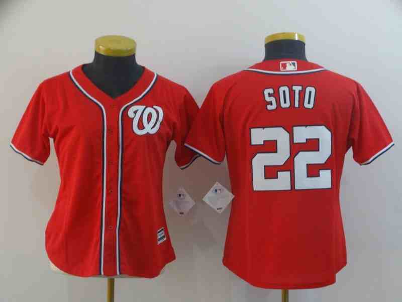 Women's   Washington Nationals #22 Juan Soto Red Cool Base Jersey