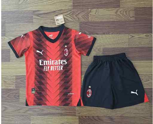 AC Milan Youth  2023-24 Home Mini Kit  Custom Replica jersey- White
