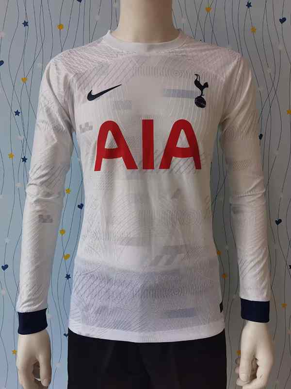 Men's tottenham 23-24 home long sleeves player version Custom  Replica Jersey Kit  - White