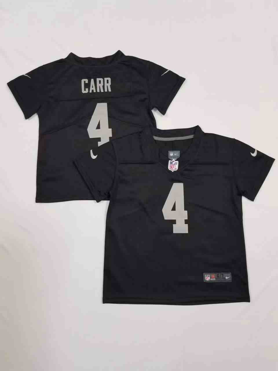 Toddler Las Vegas Raiders 4 Derek Carr Black  Limited Jersey