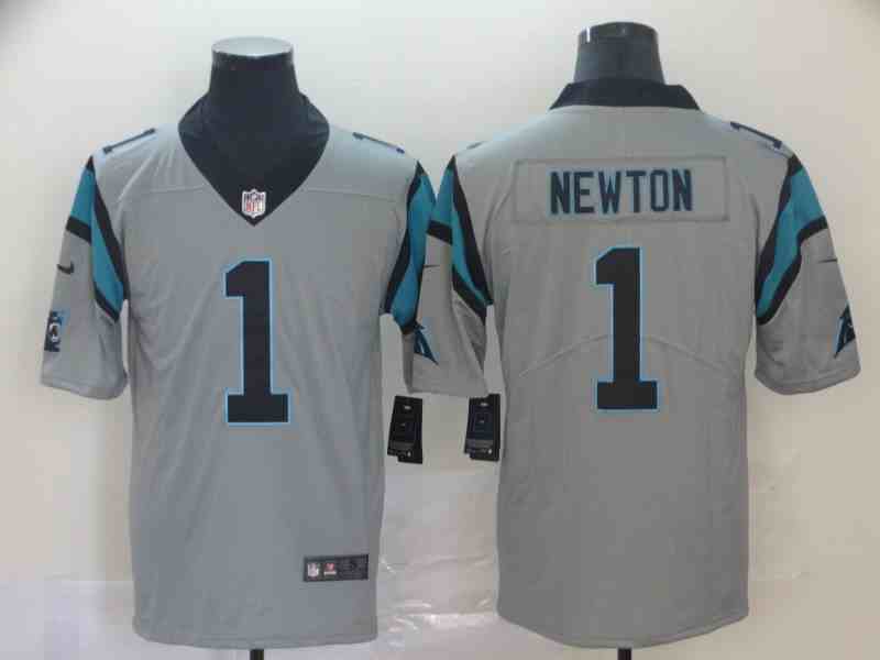 Men's Carolina Panthers #1 Cam Newton Silver Inverted Legend Jersey