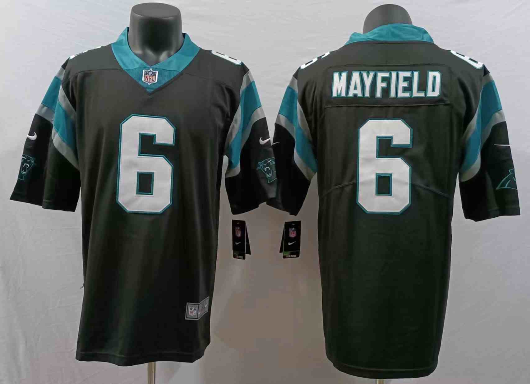 Men's Carolina Panthers #6 Baker Mayfield Black Vapor Untouchable Limited Stitched Jersey