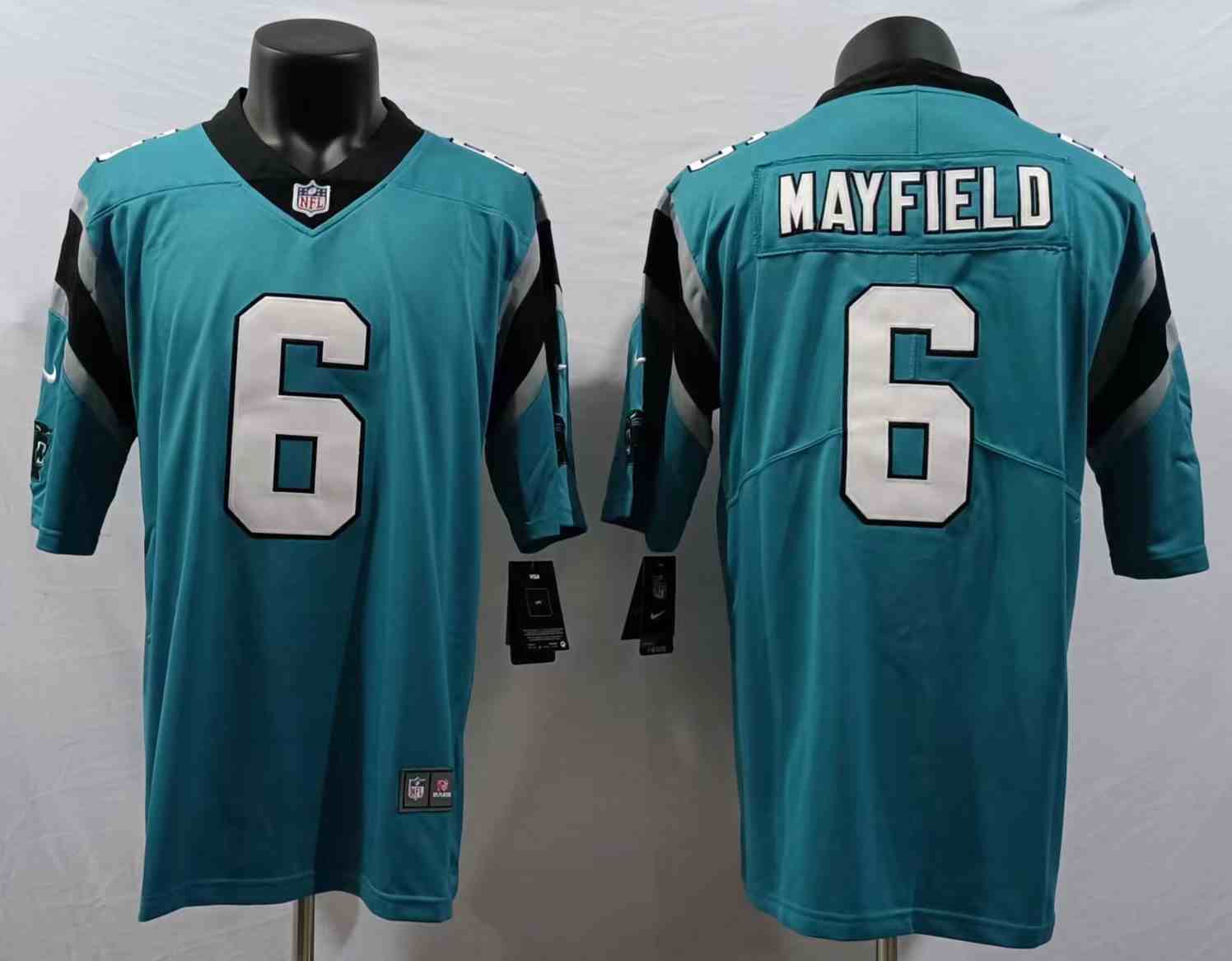 Men's Carolina Panthers #6 Baker Mayfield Blue Vapor Untouchable Limited Stitched Jersey