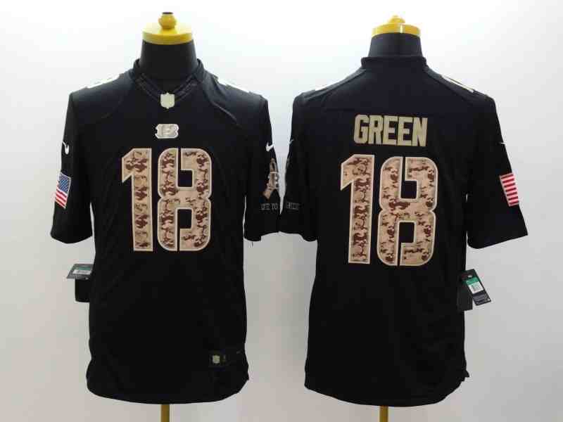 Men's Cincinnati  Bengals #18 A.J. Green Black Stitched  Limited Salute To Service Jersey