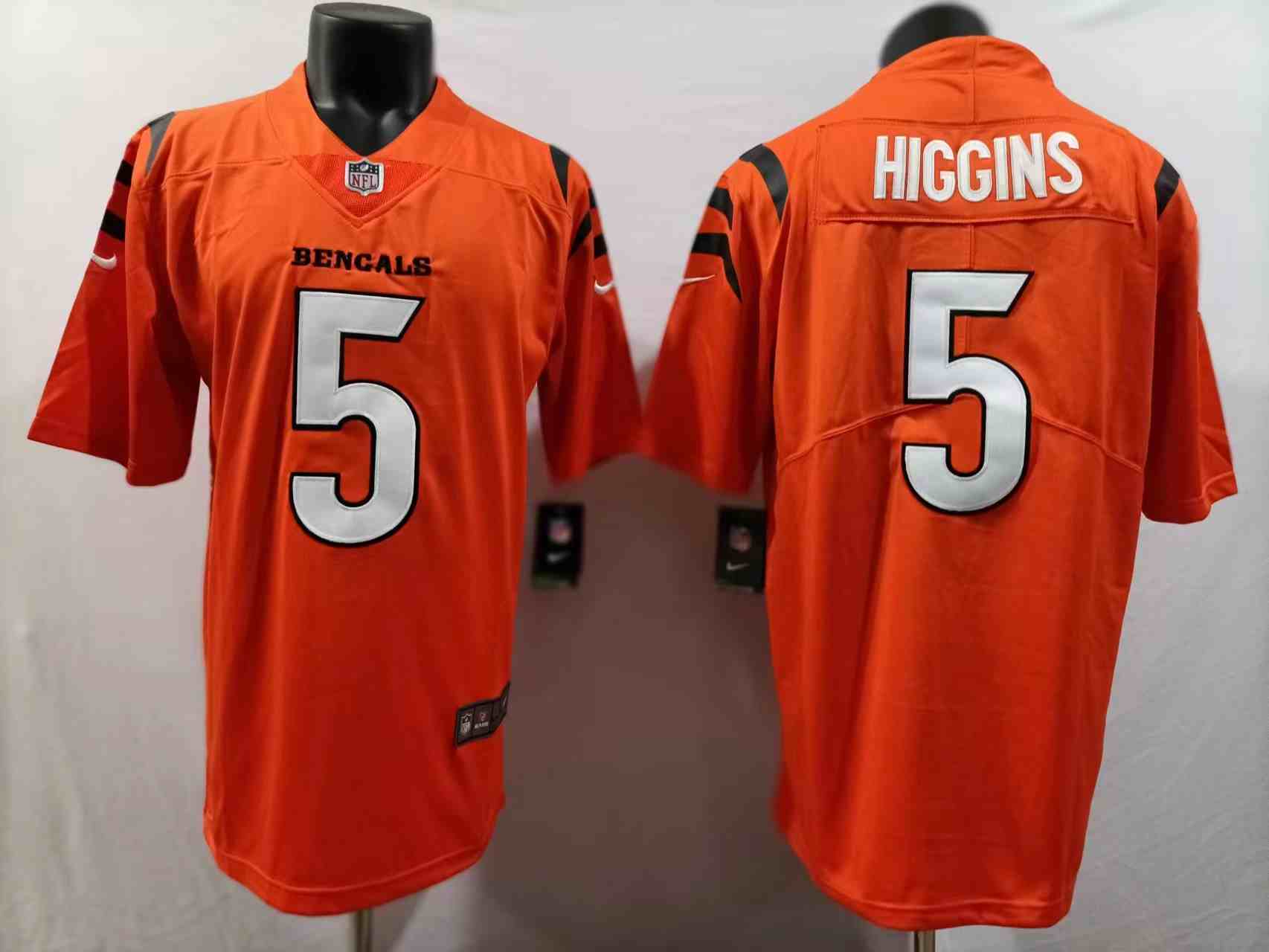 Men's Cincinnati Bengals #5 Tee Higgins Orange Vapor Untouchable Limited Stitched Jersey
