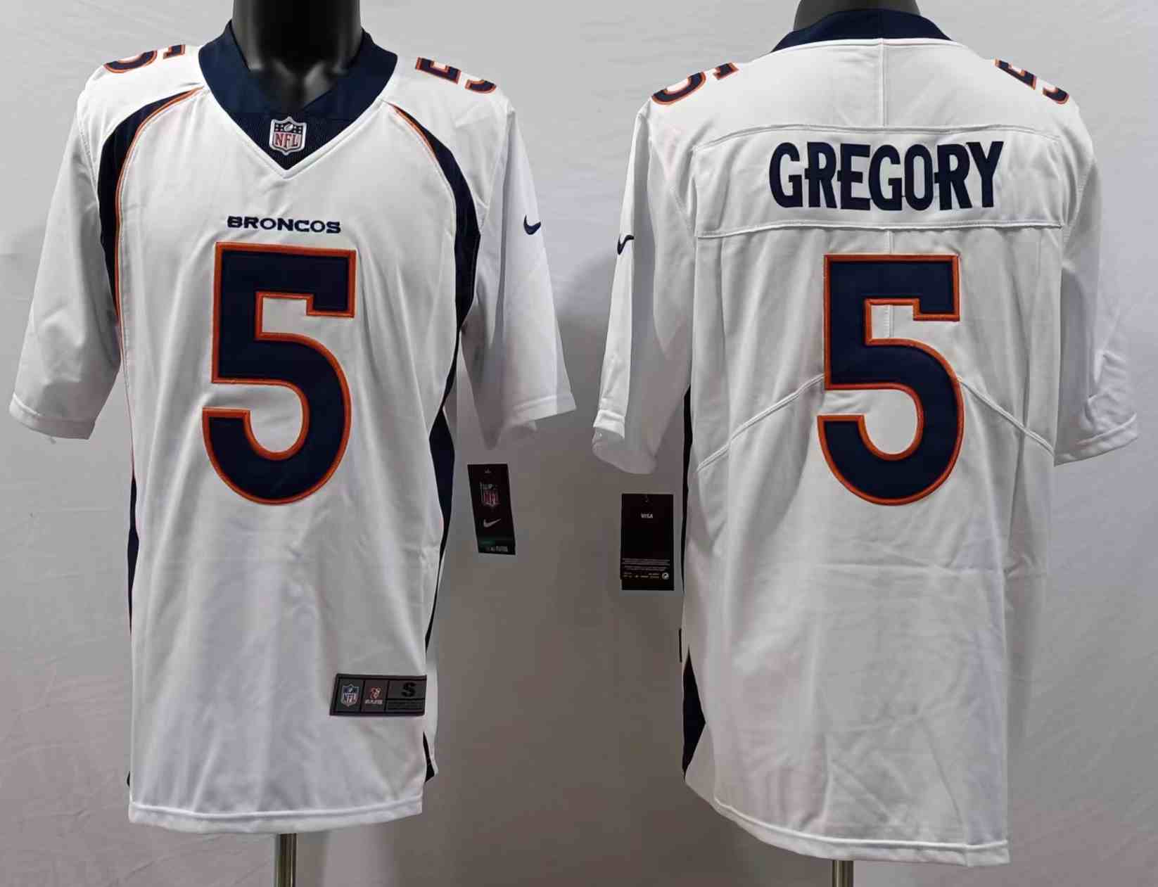 Men's Denver Broncos #5 Randy Gregory White Vapor Untouchable Limited Stitched Jersey