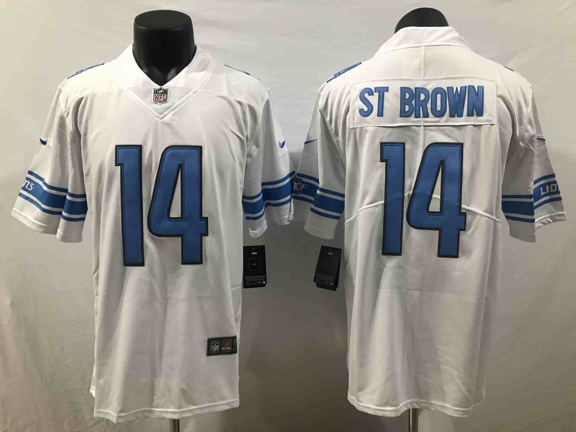 Men's Detroit Lions #14 Amon-Ra St. Brown White Vapor Untouchable Limited Stitched Jersey