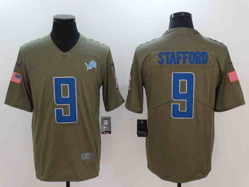 Men's Nike Detroit Lions #9 Matthew Stafford Olive Salute To Service Limited Stitched NFL Jersey