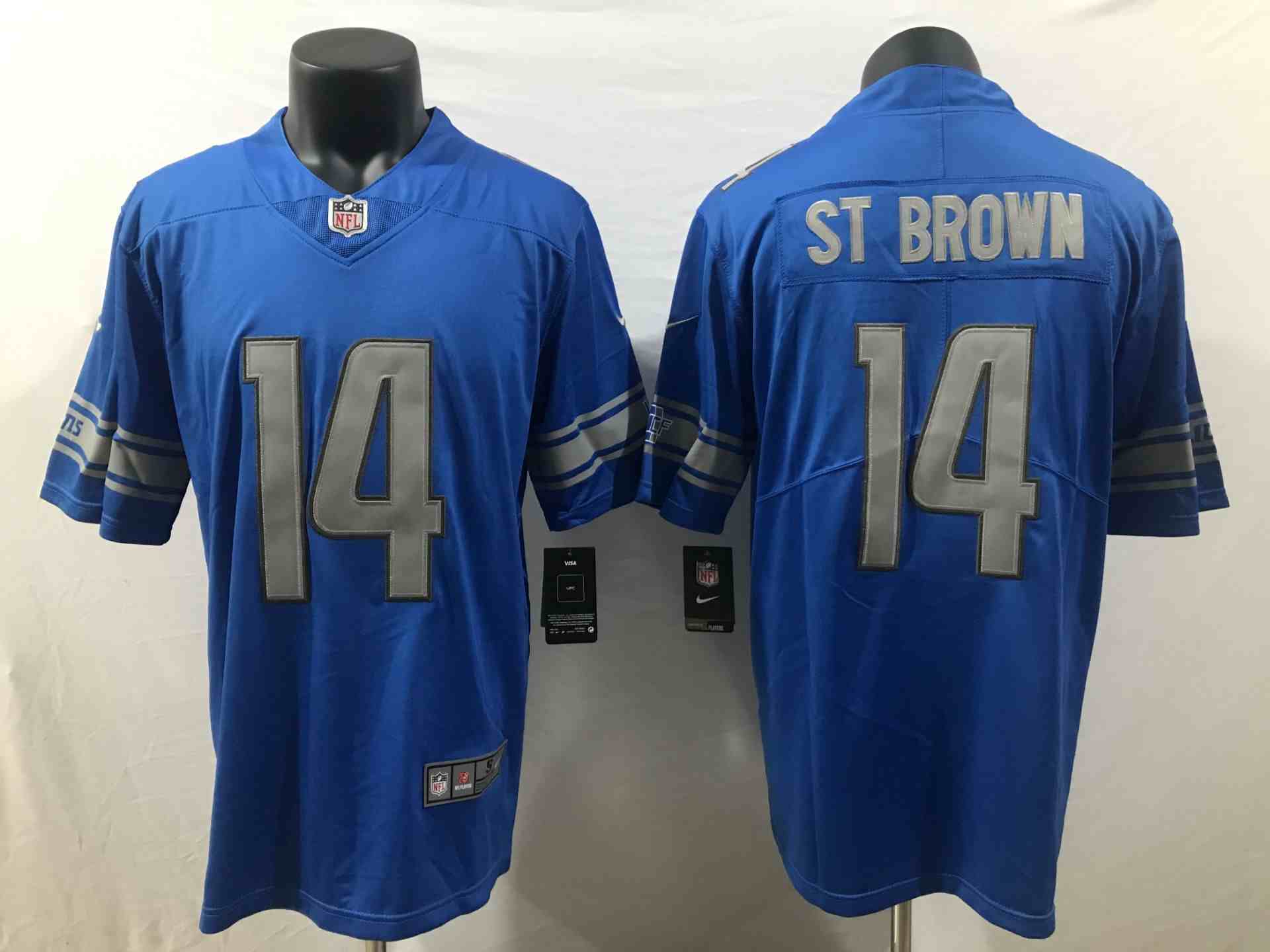 Men's Detroit Lions #14 Amon-Ra St. Brown Blue Vapor Untouchable Limited Stitched Jersey