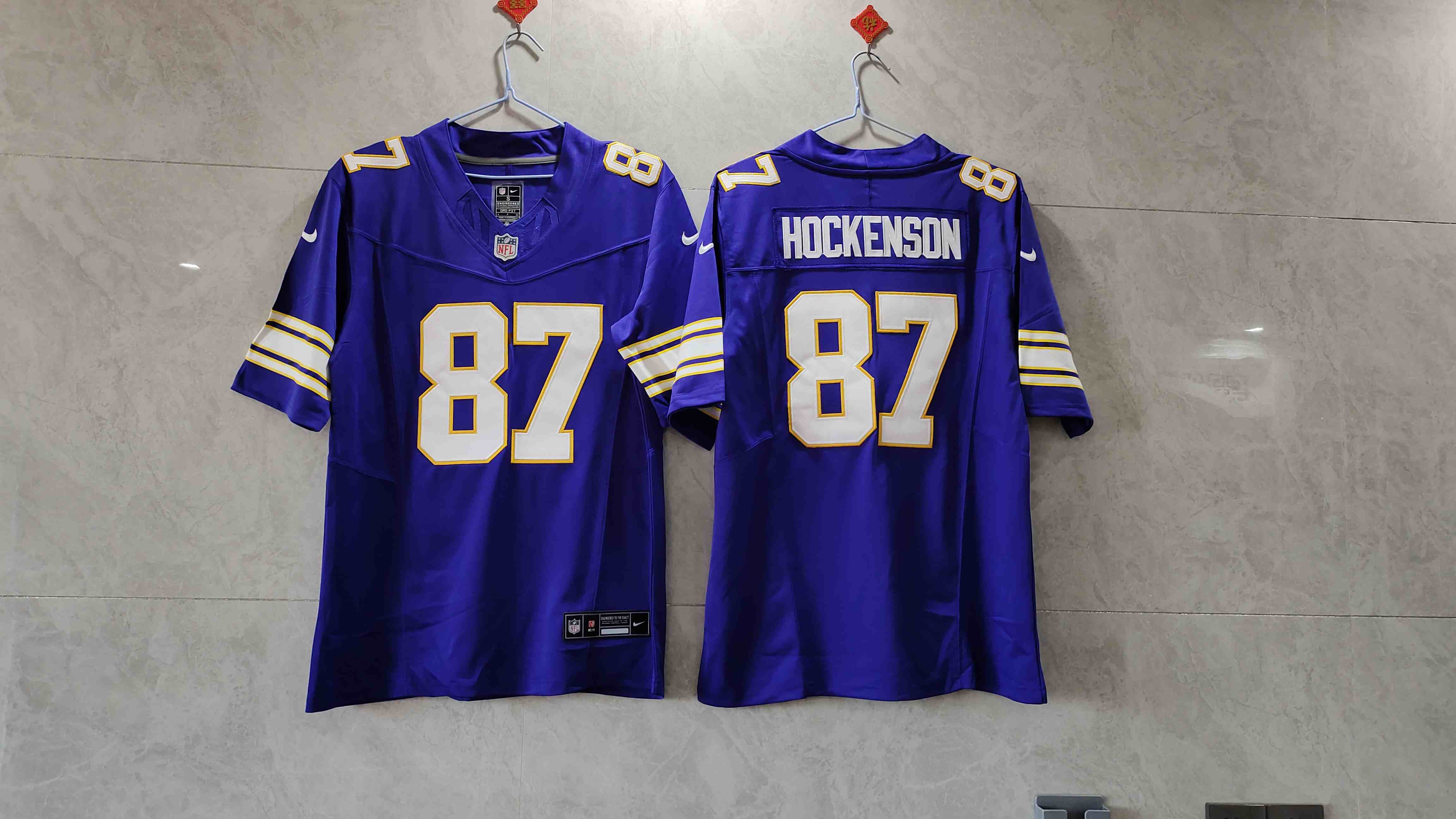 Men's Minnesota Vikings #87 T.J. Hockenson Purple 2023 F.U.S.E. Vapor Untouchable Stitched Jersey