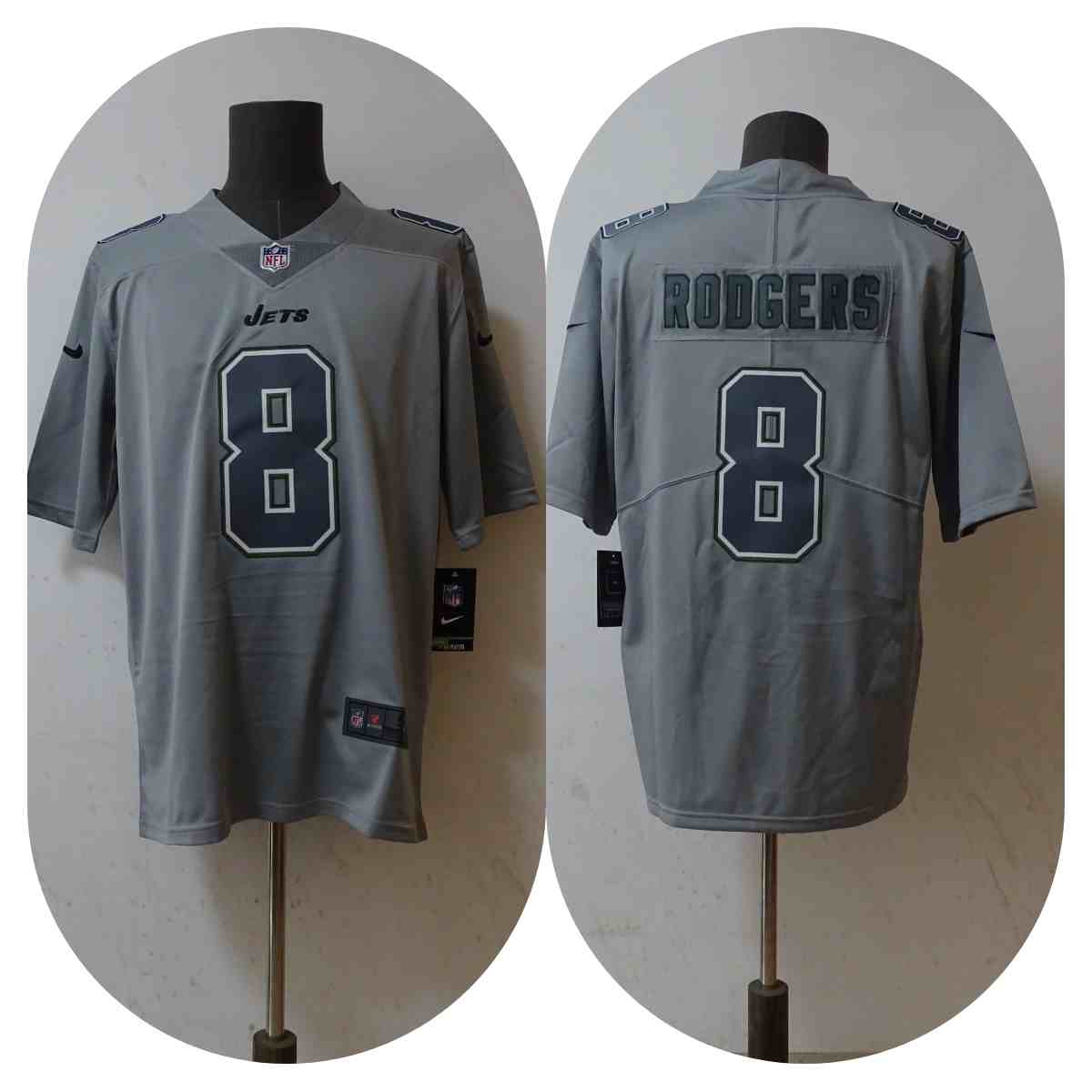 Men's New York Jets #8 Aaron Rodgers Gray Vapor Untouchable Limited Stitched Jersey