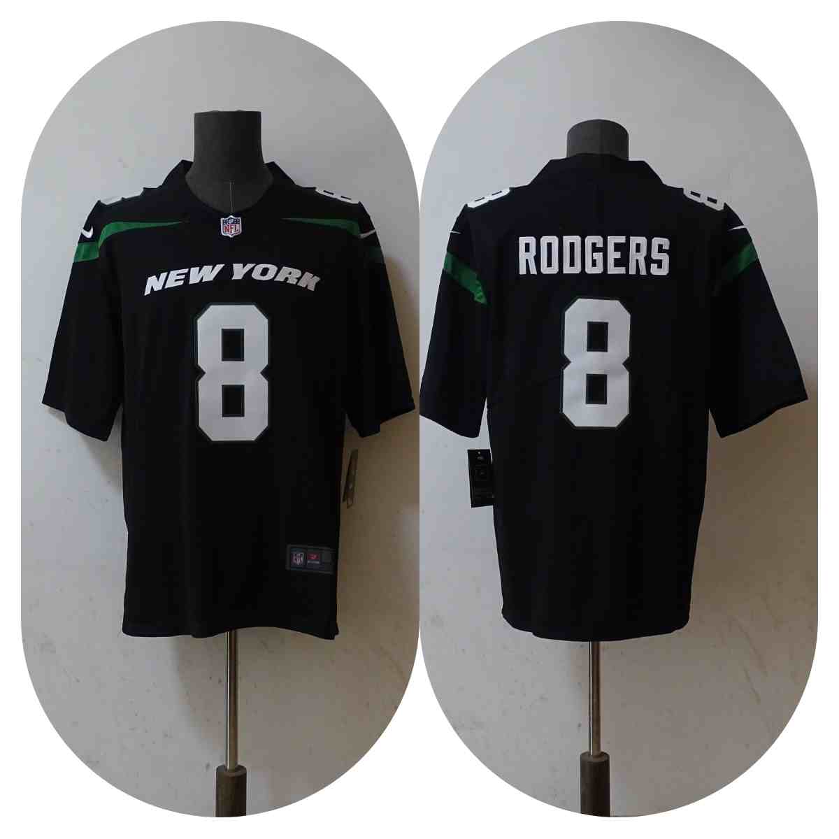 Men's New York Jets #8 Aaron Rodgers Black Vapor Untouchable Limited Stitched Jersey