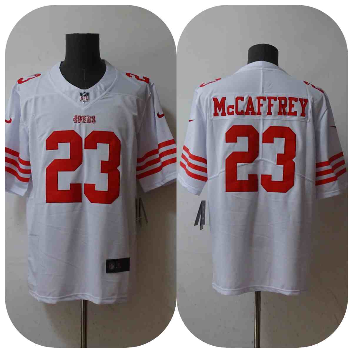 Men's San Francisco 49ers #23 Christian McCaffrey White  Vapor Untouchable Stitched Jersey