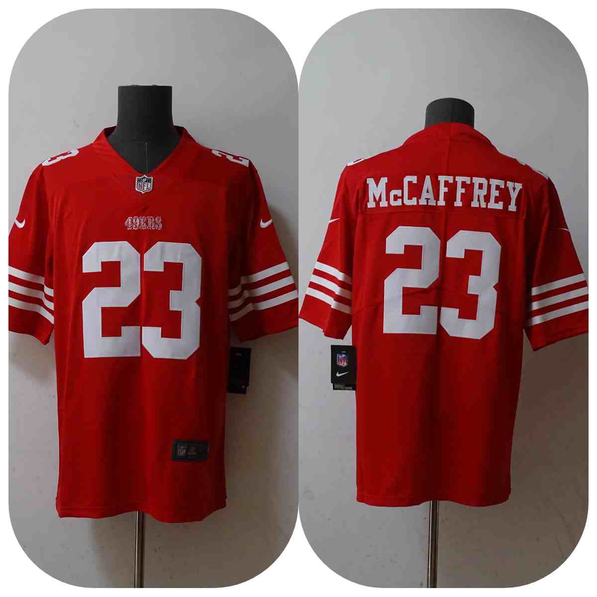 Men's San Francisco 49ers #23 Christian McCaffrey Red Vapor Untouchable Stitched Jersey