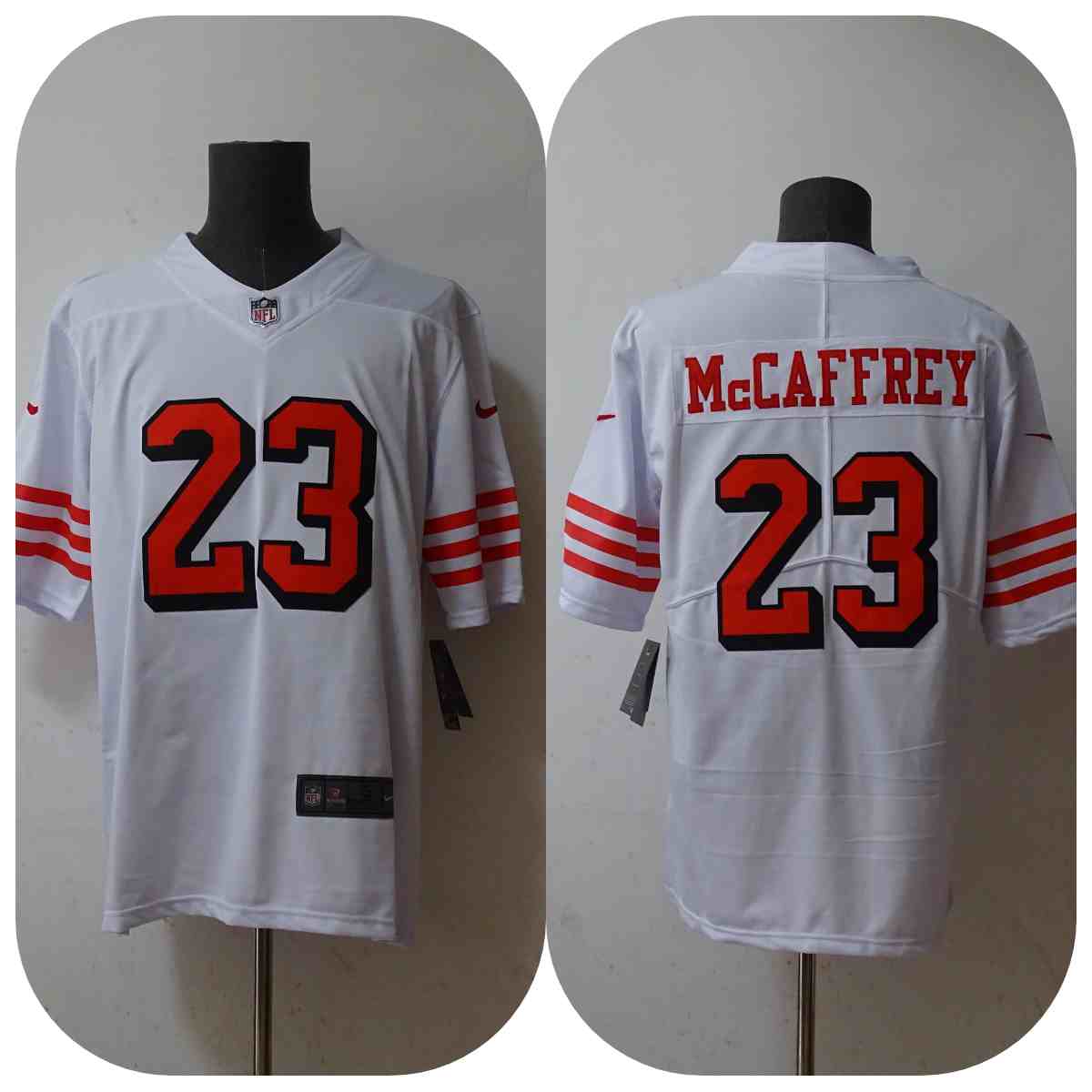 Men's San Francisco 49ers #23 Christian McCaffrey White Stitched Football Jersey