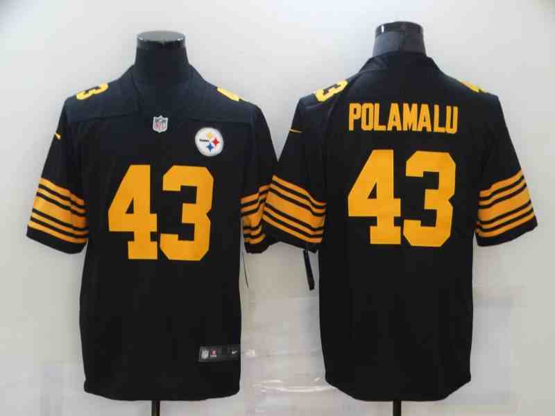Men's Pittsburgh Steelers #43 Troy Polamalu Black Color Rush Limited Stitched Jersey