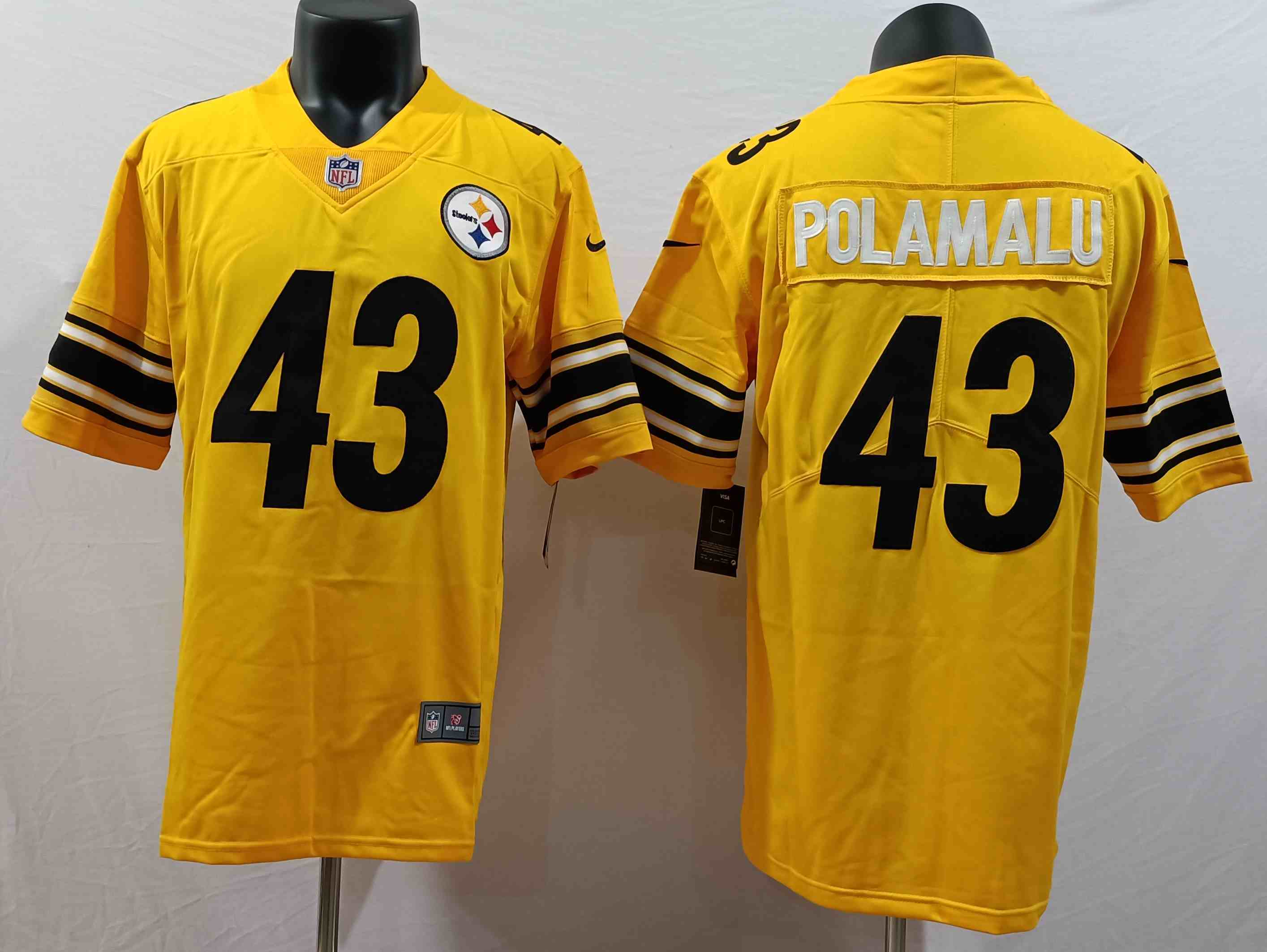 Men's Pittsburgh Steelers #43 Troy Polamalu Gold Inverted Legend Stitched NFL Jersey