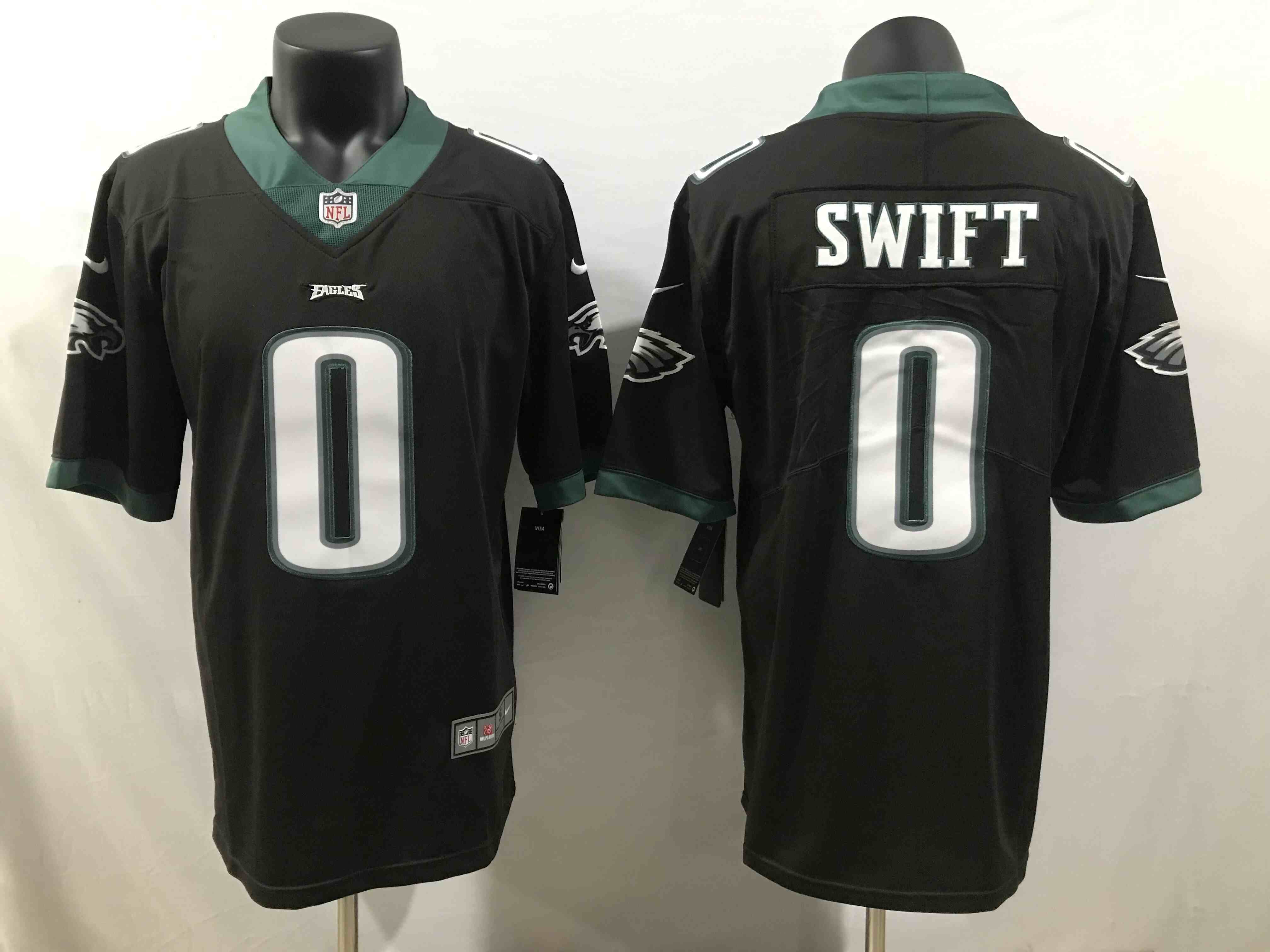 Men's Philadelphia Eagles #0 D'Andre Swift Black Draft Vapor Limited Stitched Football Jersey