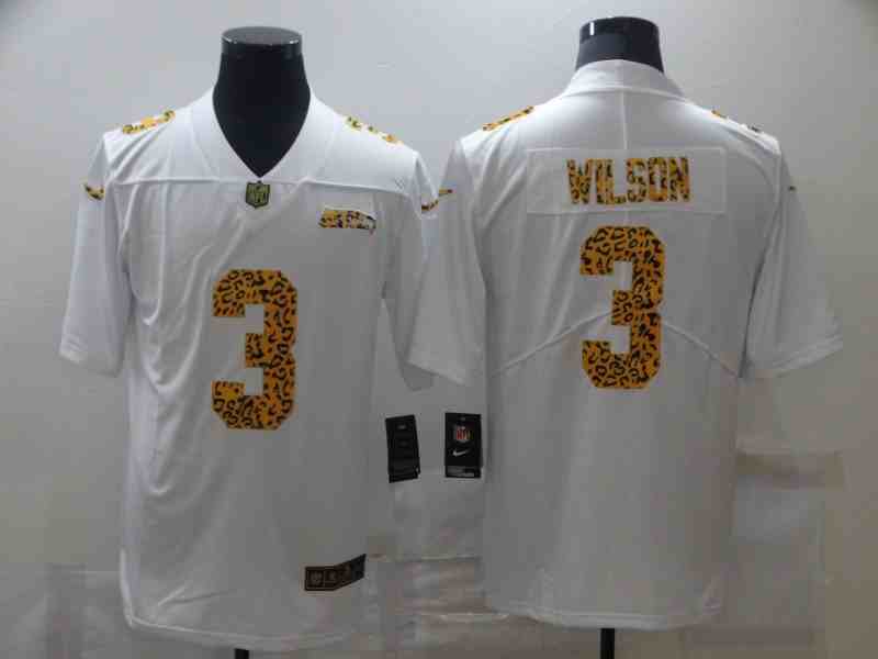 Men's Seattle Seahawks 3 Russell Wilson White Leopard Vapor Untouchable Limited Jersey