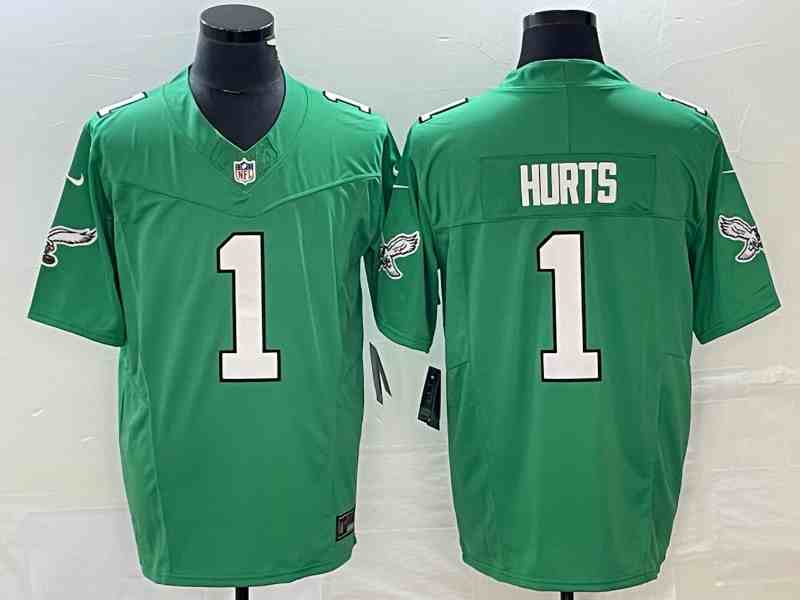 Men's Philadelphia Eagles #1 Jalen Hurts Green 2023 F.U.S.E. Vapor Untouchable Stitched Football Jersey