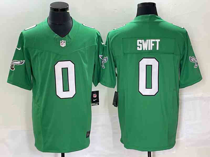 Men's Philadelphia Eagles #0 D’andre Swift Green 2023 F.U.S.E. Vapor Untouchable Stitched Football Jersey