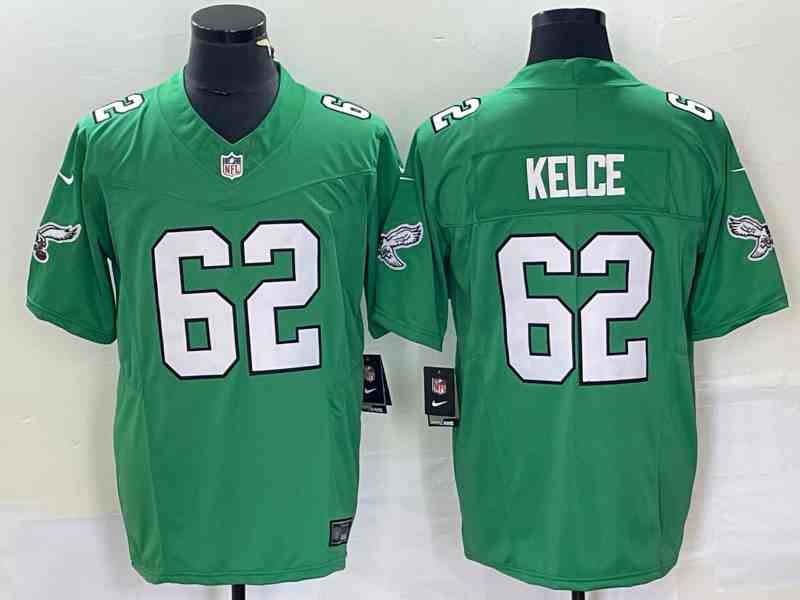 Men's Philadelphia Eagles #62 Jason Kelce Green 2023 F.U.S.E. Vapor Untouchable Stitched Football Jersey