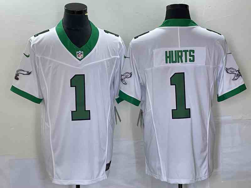 Men's Philadelphia Eagles #1 Jalen Hurts White 2023 F.U.S.E. Vapor Untouchable Stitched Football Jersey