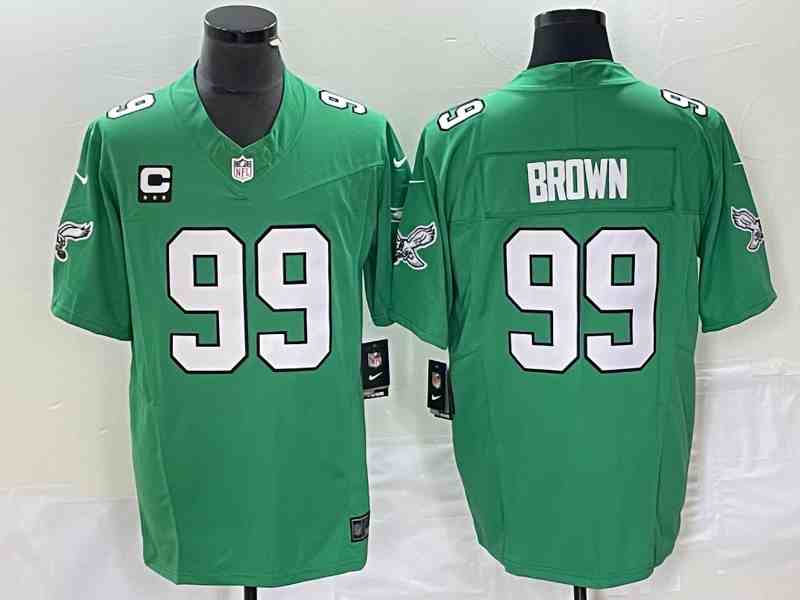 Men's Philadelphia Eagles #99 Jerome Brown Green 2023 F.U.S.E. With C Patch Vapor Untouchable Stitched Football Jersey