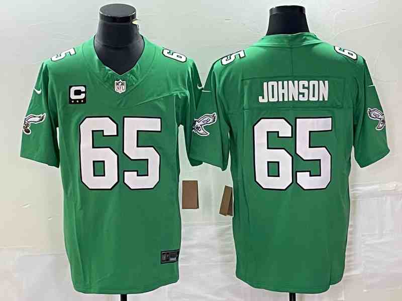 Men's Philadelphia Eagles #65 Lane Johnson Green 2023 F.U.S.E. Vapor Untouchable With C Patch Stitched Football Jersey