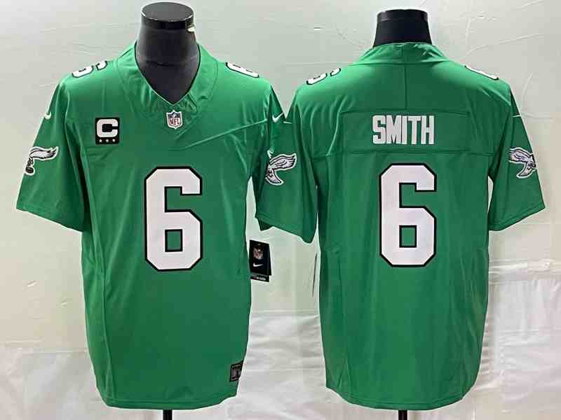 Men's Philadelphia Eagles #6 DeVonta Smith Green 2023 F.U.S.E. With C Patch Vapor Untouchable Stitched Football Jersey