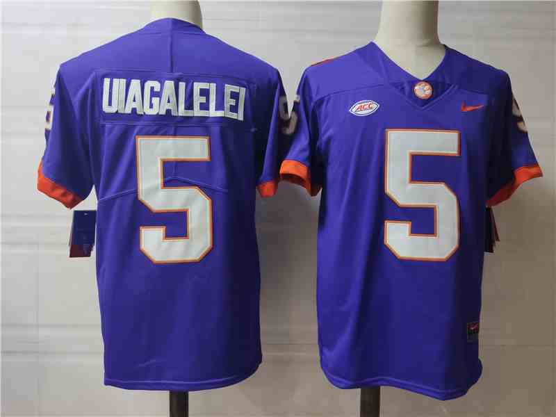 Men’s NCAA Clemson Tigers #5 UIAGALELEI  Purple High School College Football Jerseys