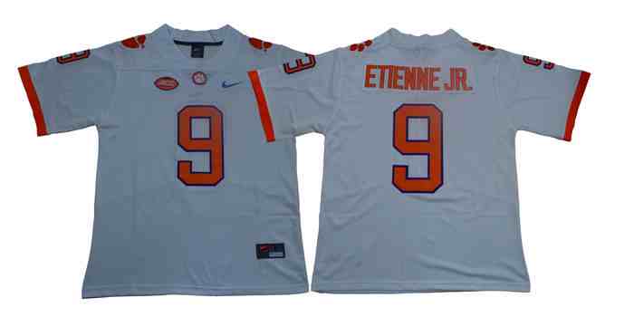 Men’s NCAA Clemson Tigers 9 Travis Etienne JR White High School College Football Jerseys