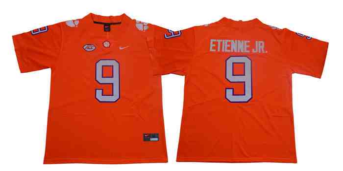 Men’s NCAA Clemson Tigers 9 Travis Etienne JR Orange High School College Football Jerseys
