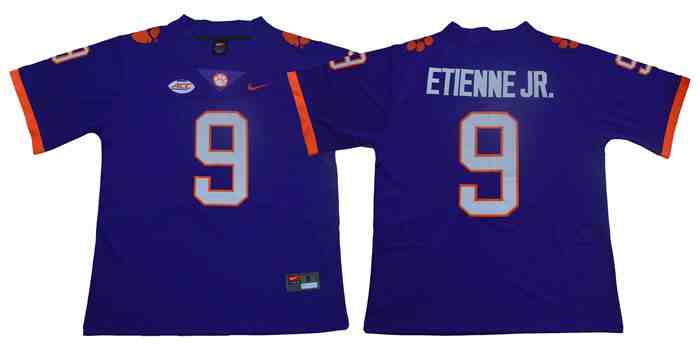 Men’s NCAA Clemson Tigers 9 Travis Etienne JR Purple High School College Football Jerseys