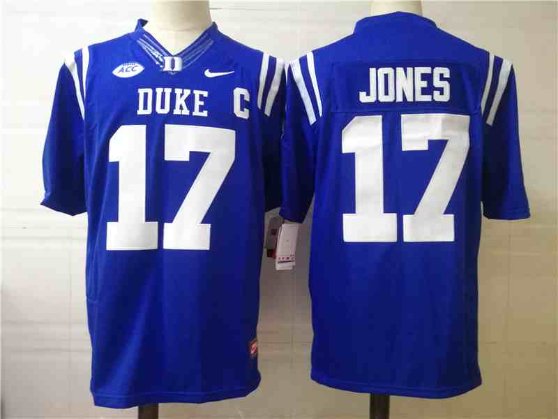 Men’s NCAA Duke Blue Devils  #17 JONES DANIEL Blue  High School College Football Jerseys