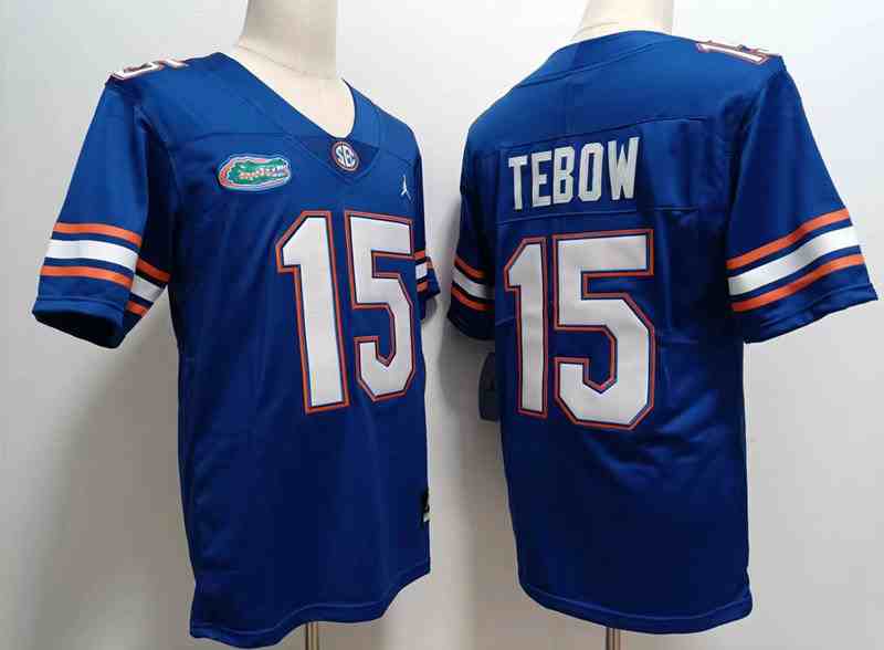 Men’s NCAA Florida Gators #15 Tim TEBOW Blue  High School College Football Jerseys