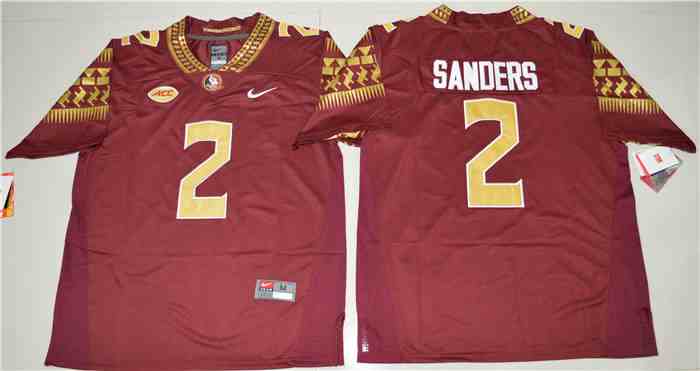 Men's Florida State Seminoles #2 Deion Sanders Red Colleage NCAA Football Jerseys