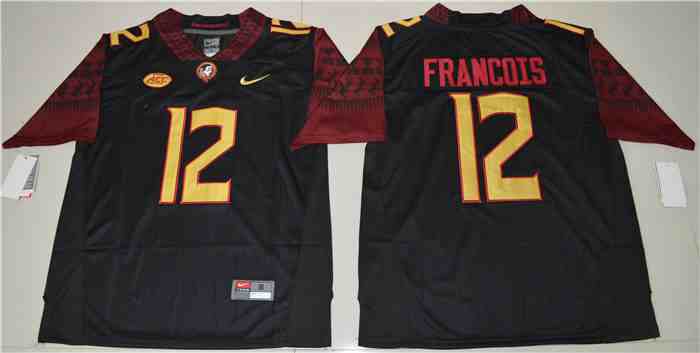 Men's Florida State Seminoles #12 Deondre Francois Black Colleage NCAA Football Jerseys