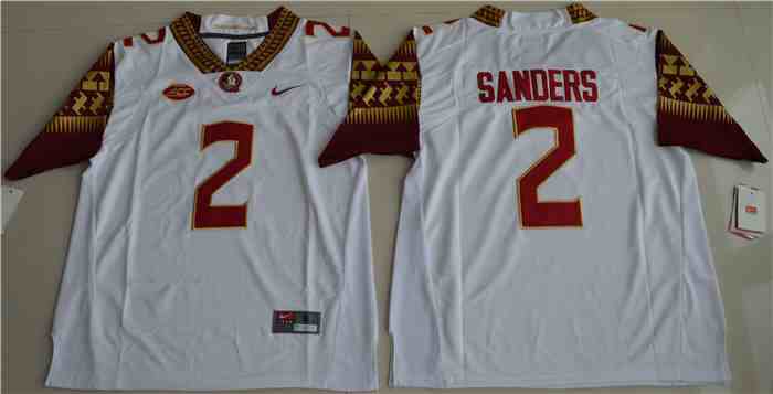 Men's Florida State Seminoles #2 Deion Sanders White Colleage NCAA Football Jerseys