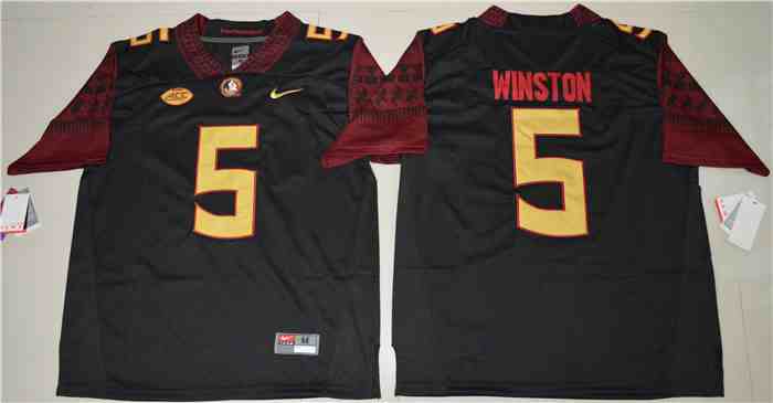 Men's Florida State Seminoles #5 Jameis Winston Colleage Black NCAA Football Jerseys