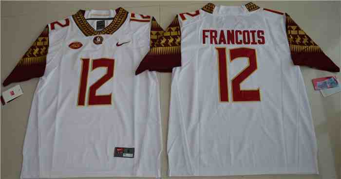 Men's Florida State Seminoles #12 Deondre Francois White Colleage NCAA Football Jerseys