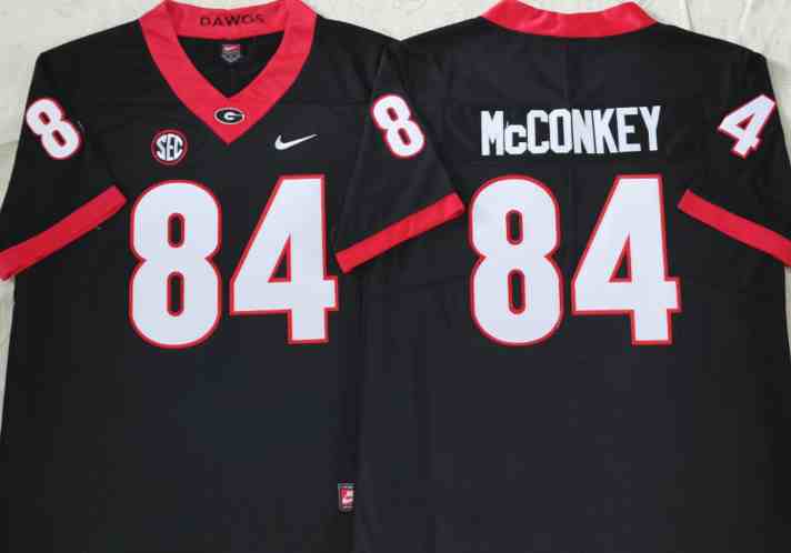 Men’s Georgia Bulldogs #84 Ladd McConkey black College Football Jersey