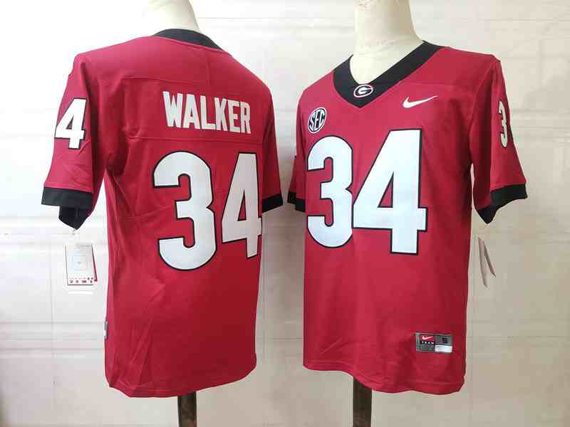 Men’s Georgia Bulldogs #34 Herschel Walker  red College Football Jersey