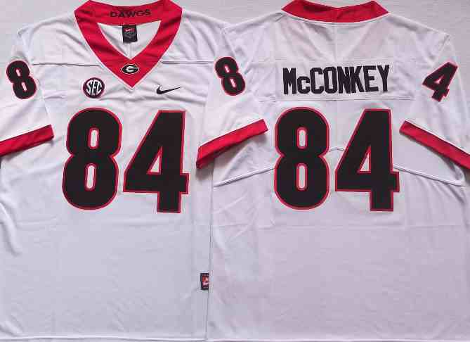 Men’s Georgia Bulldogs #84 Ladd McConkey white College Football Jersey